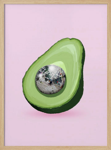 Avocado Disco Ball | Poster - Wood Frame Interior