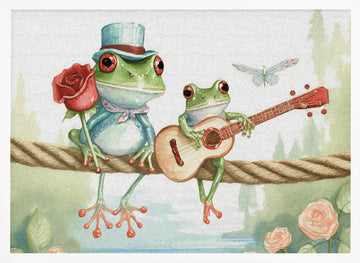 Frogs on a rope | Poster - White Frame Interior