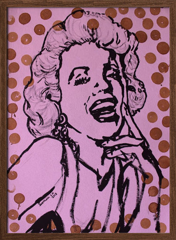 Laughing Pop Art Woman | Poster - Walnut Frame Interior