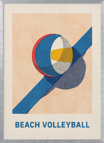 Sunny Beach Volleyball | Poster - Silver Frame Interior