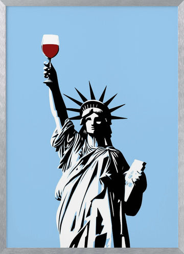 Lady Liberty Wine | Poster - Silver Frame Interior