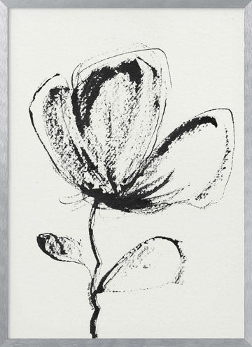 Expressive Ink Flower | Poster - Silver Frame Interior