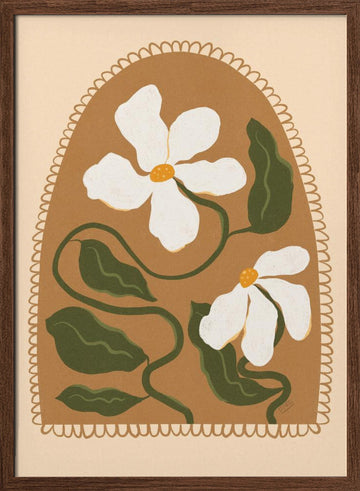 Boho Floral Arch | Poster - Walnut Frame Interior