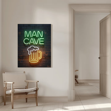 Man Cave Beer Neon | Canvas - Room Interior 1