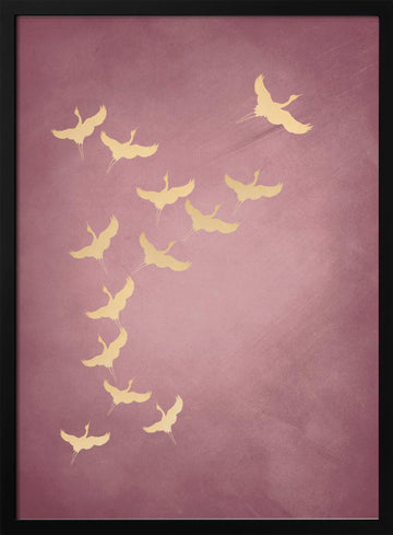 Graceful Golden Flight | Poster - Black Metal Frame Interior