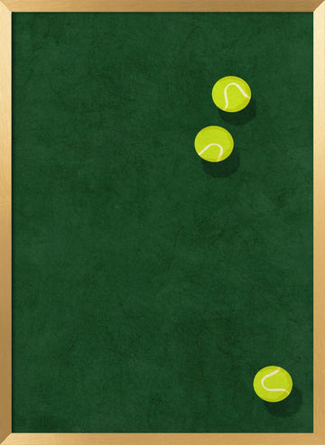 Green Court Tennis Balls | Poster - Gold Frame Interior