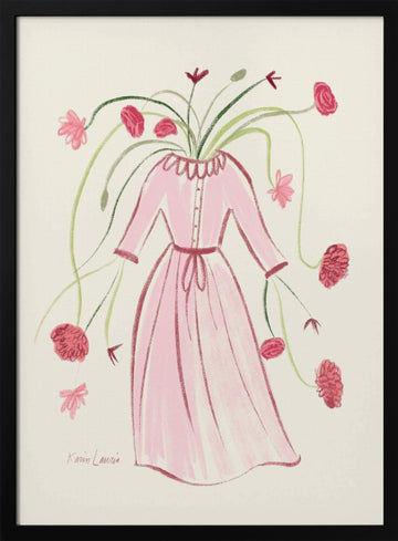 Blooming Pink Dress | Poster - Black Metal Frame Interior