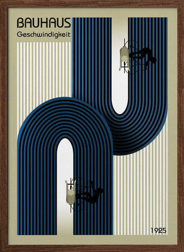 Bauhaus Speed Cyclists | Poster - Walnut Frame Interior