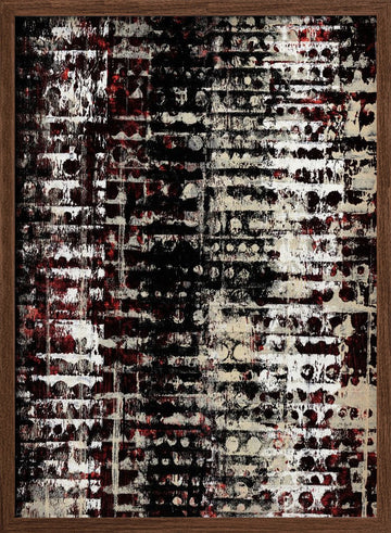 Distressed Geometric Abstract | Poster - Walnut Frame Interior