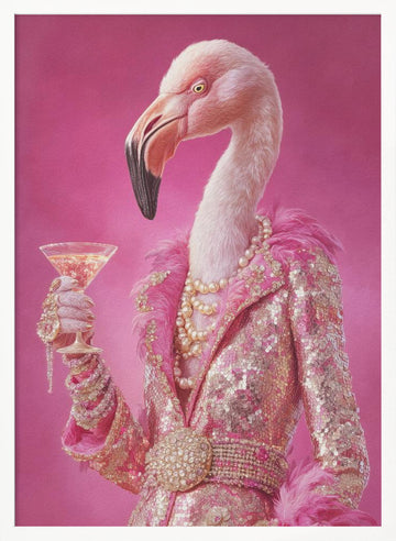 Glamorous Pink Flamingo | Poster - White Frame Interior