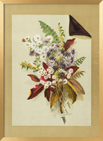 Daisies and Autumn Leaves & Ferns | Poster - Gold Frame Interior