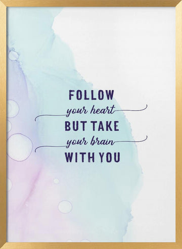 Pastel Heart Brain Quote | Poster - Gold Frame Interior