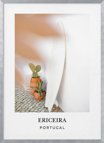 Ericeira surf Travel poster | Poster - Silver Frame Interior