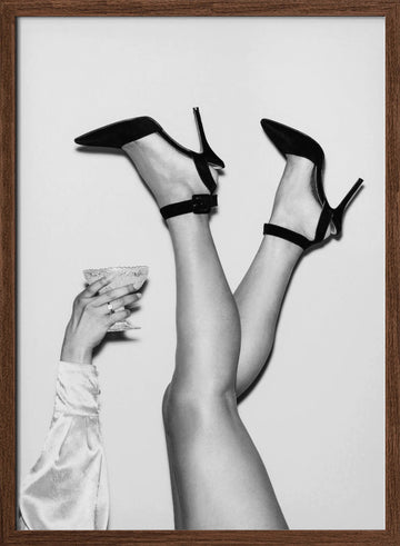 Chic Celebration Toast | Poster - Walnut Frame Interior