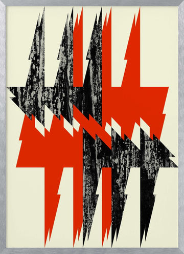Bold Jagged Lightning | Poster - Silver Frame Interior