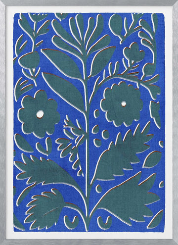 Vibrant Blue Botanicals | Poster - Silver Frame Interior
