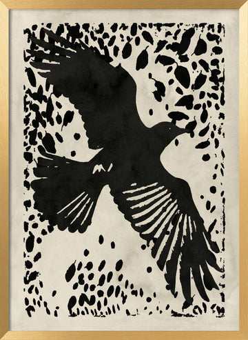 Dark Raven Soaring | Poster - Gold Frame Interior