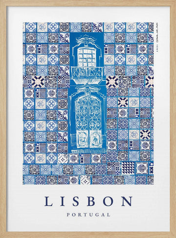 Lisbon Azulejo Balcony | Poster - Wood Frame Interior