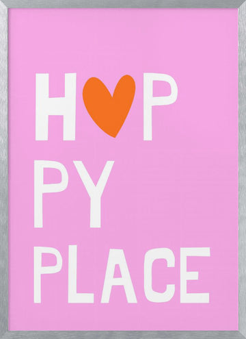 Happy Place Heart | Poster - Silver Frame Interior