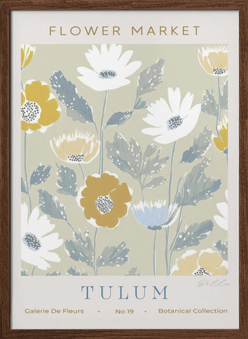 Soft Pastel Blooms | Poster - Walnut Frame Interior