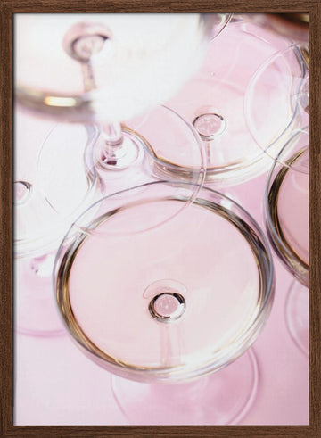 Soft Pink Champagne Glasses | Poster - Walnut Frame Interior