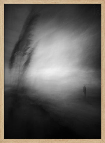Lone Man Misty Horizon | Poster - Wood Frame Interior