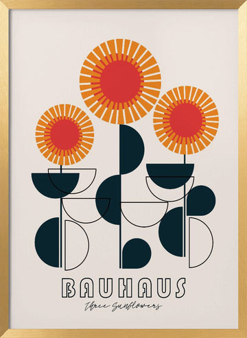 Modern Geometric Sunflowers | Poster - Gold Frame Interior