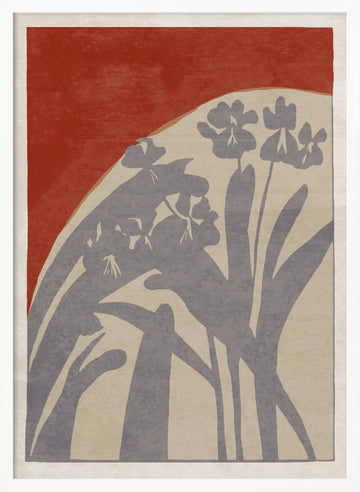 Red And Grey Botanicals | Poster - White Frame Interior