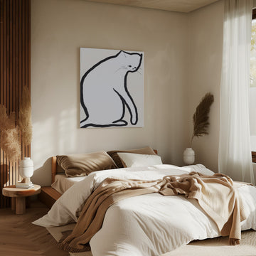 Pensive White Cat | Canvas - Canvas Interior