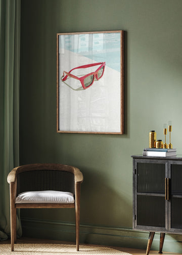 Red Poolside Sunglasses | Poster - Room Interior 2
