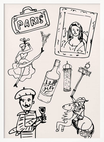 Parisian Icons Illustration | Poster - White Frame Interior