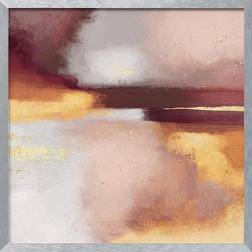 Golden Blush Abstract | Poster - Silver Frame Interior