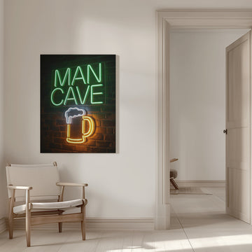 Man Cave Beer Mug Neon | Canvas - Room Interior 1