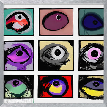 Colorful Abstract Eyes | Poster - Silver Frame Interior