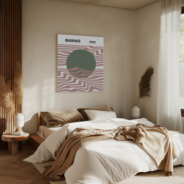 Modern Bauhaus Wave Circle | Canvas - Room Interior 2