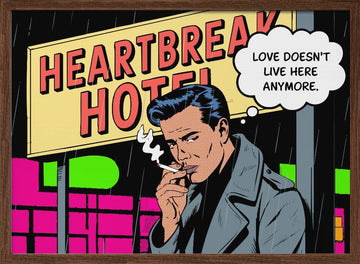 Retro Heartbreak Hotel | Poster - Walnut Frame Interior