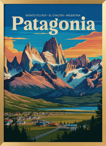 El Chaltén Valley Glow | Poster - Gold Frame Interior