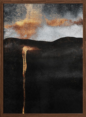 Molten Gold Cascade | Poster - Walnut Frame Interior