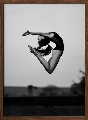Graceful Ballet Leap | Poster - Walnut Frame Interior