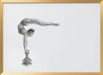 Silver Gymnast Handstand | Poster - Gold Frame Interior