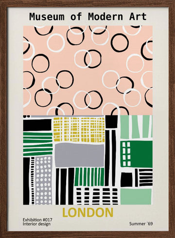 Mid Century London Abstract | Poster - Walnut Frame Interior