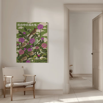 Garden Birds And Roses | Canvas - Room Interior 1