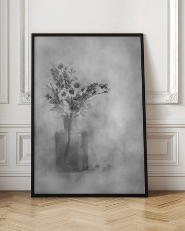 Dreamy Black and White Flowers | Poster - Room Interior 1
