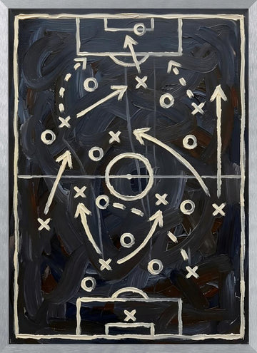 Football Play Diagram | Poster - Silver Frame Interior