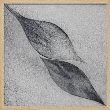 Grey Organic Leaves | Poster - Wood Frame Interior