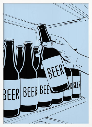 Cold Beer Grab | Poster - White Frame Interior