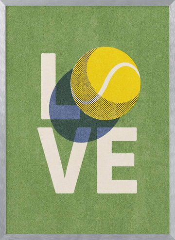 Tennis Love Court | Poster - Silver Frame Interior
