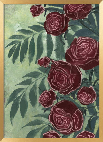 Dark Red Roses | Poster - Gold Frame Interior