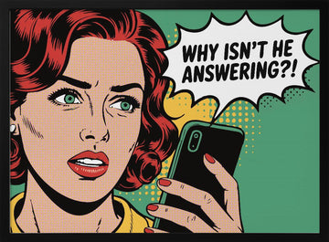 Frustrated Pop Art Call | Poster - Black Metal Frame Interior