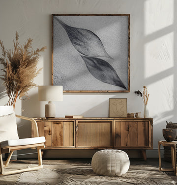 Grey Organic Leaves | Poster - Room Interior 2